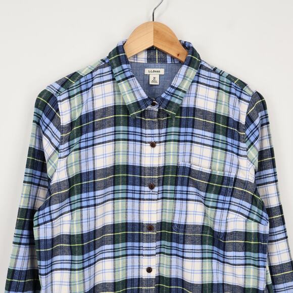 LL Bean Women's BeanFlex All-Season Long Sleeve Plaid Flannel Shirt Size Medium - Picture 3 of 9